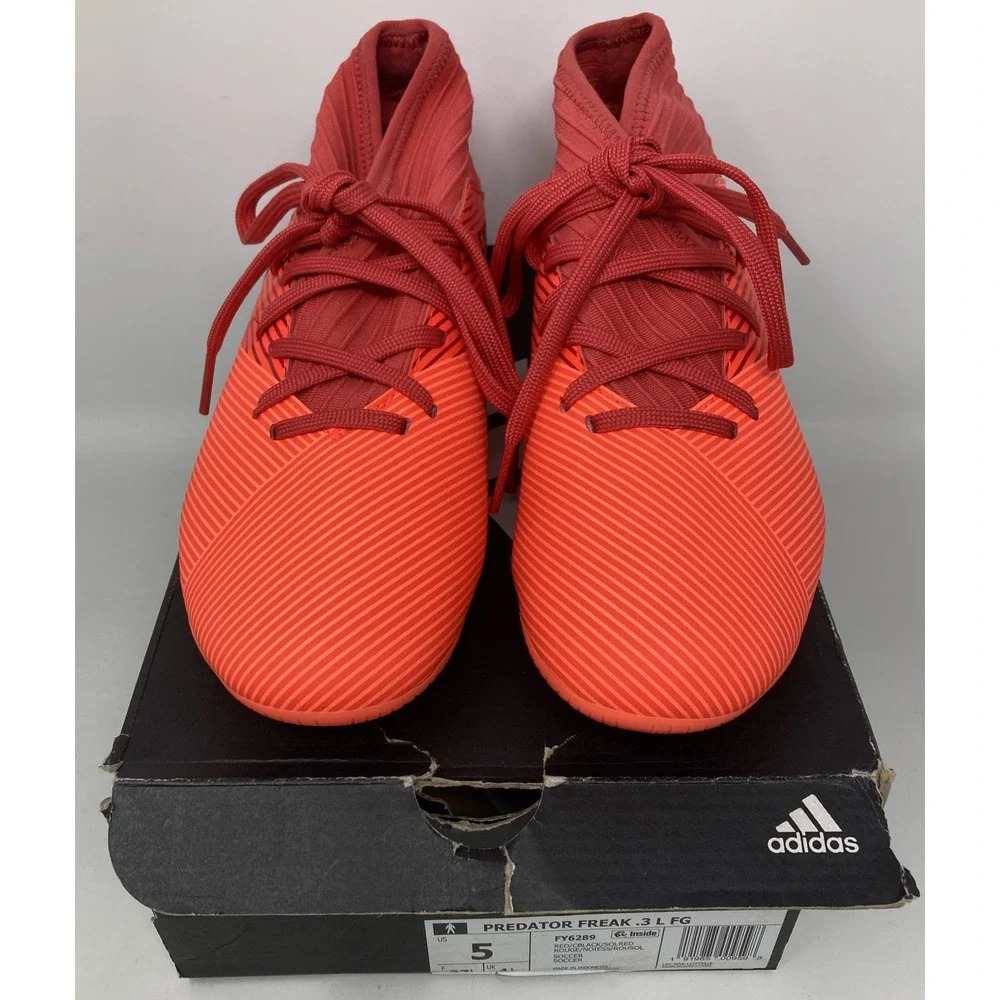 Adidas Predator Freak .3 L FG FY6289 Nemesis Red Lace Up Soccer Cleats‎ Men's 5